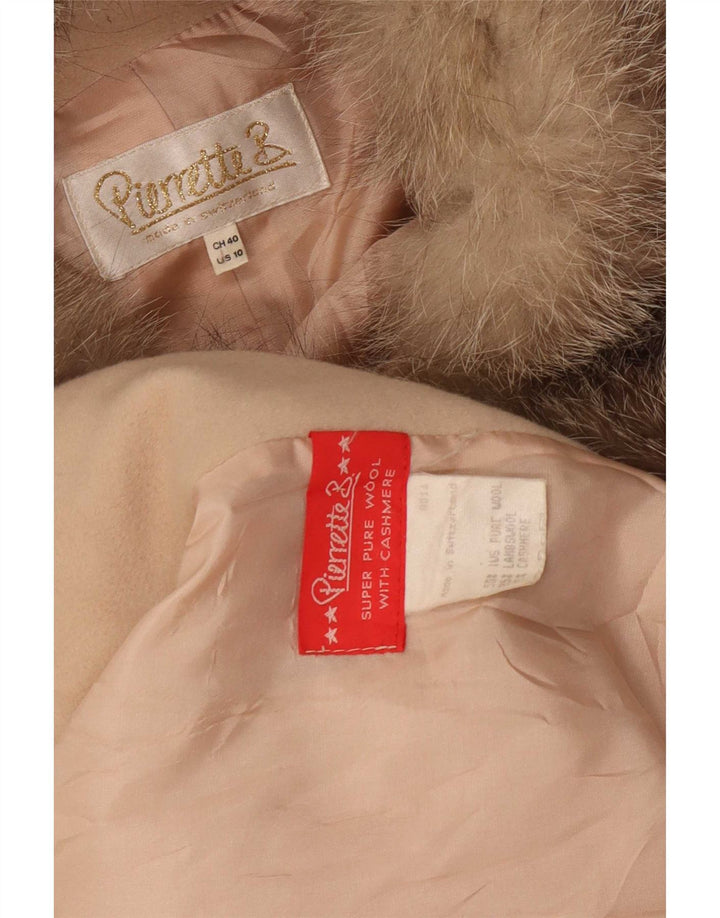 Pierrette B Womens Double Breasted Coat US 10 Large Beige Wool