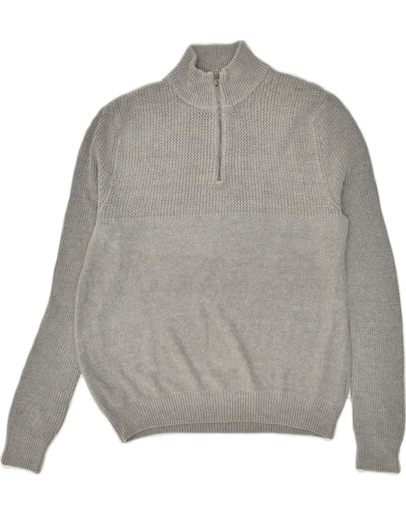 CALVIN KLEIN Mens Zip Neck Jumper Sweater XL Grey Cotton | Vintage Calvin Klein | Thrift | Second-Hand Calvin Klein | Used Clothing | Messina Hembry 