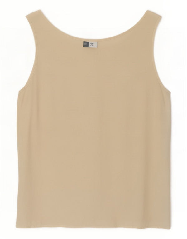 Coocoon Womens Sleeveless Blouse Top UK 14 Large Off White Silk