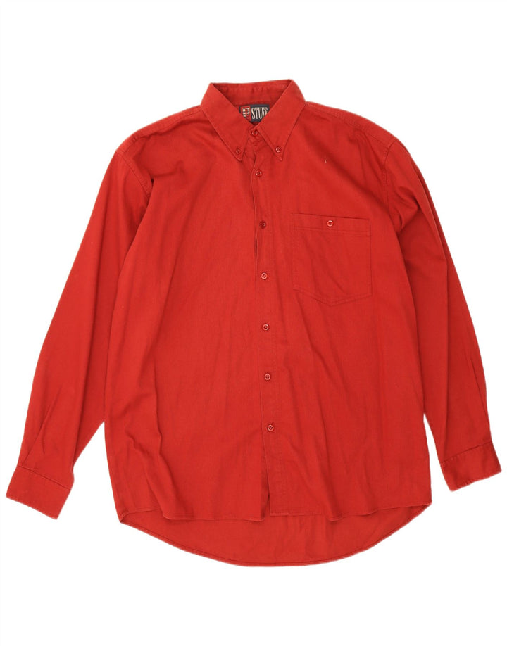 Vintage Mens Shirt Large Burgundy Cotton