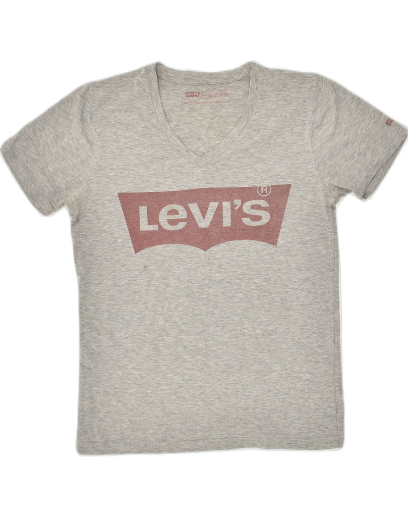 LEVI'S Womens Graphic T-Shirt Top UK 12 Medium Grey Cotton | Vintage Levi's | Thrift | Second-Hand Levi's | Used Clothing | Messina Hembry 