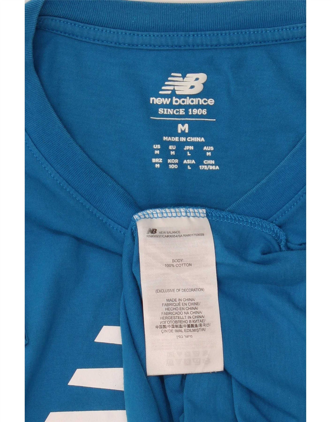 New Balance Mens Graphic T-Shirt Top Medium Blue Cotton