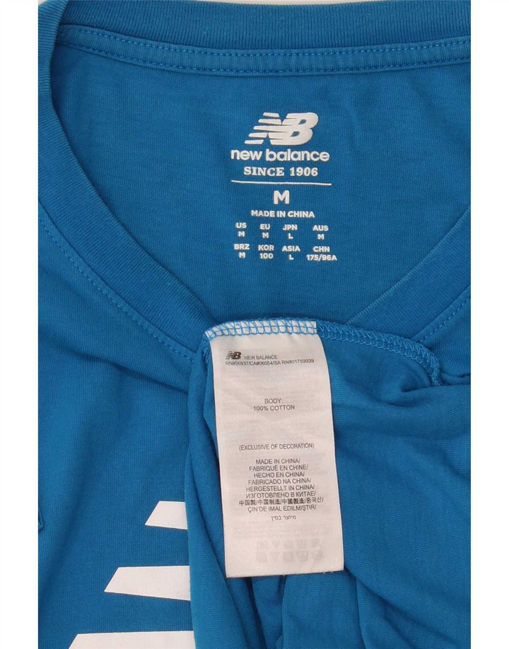 New Balance Mens Graphic T-Shirt Top Medium Blue Cotton