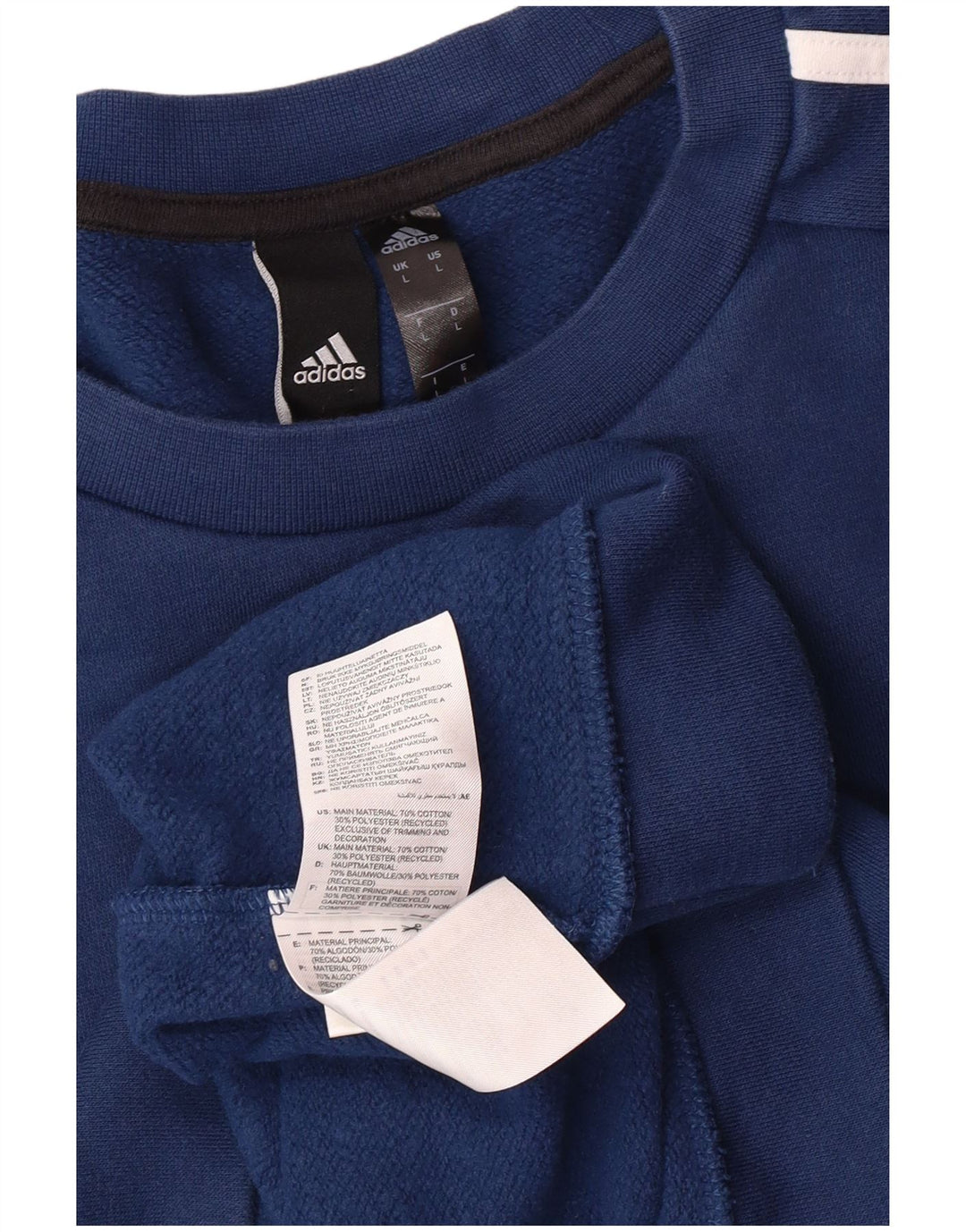 ADIDAS Mens Sweatshirt Jumper Large Navy Blue Cotton