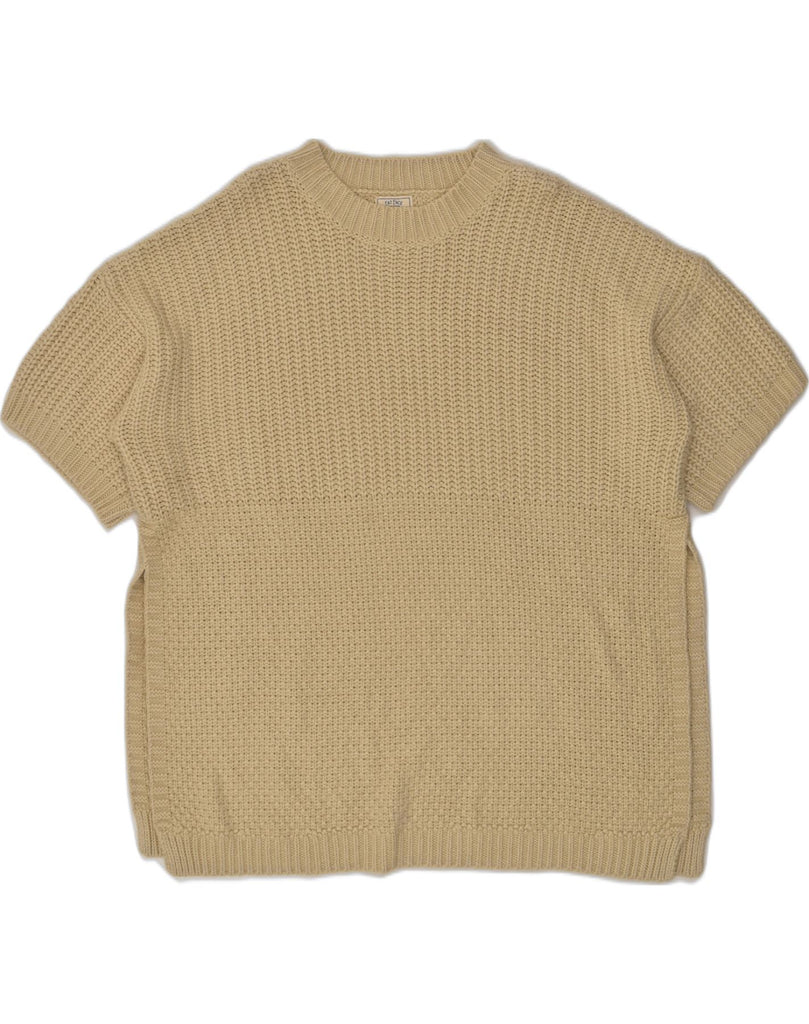 FAT FACE Womens Short Sleeve Crew Neck Jumper Sweater UK 16 Large Beige | Vintage Fat Face | Thrift | Second-Hand Fat Face | Used Clothing | Messina Hembry 