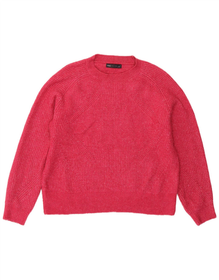 Marks & Spencer Womens Crew Neck Jumper Sweater UK 14 Medium Pink Flecked
