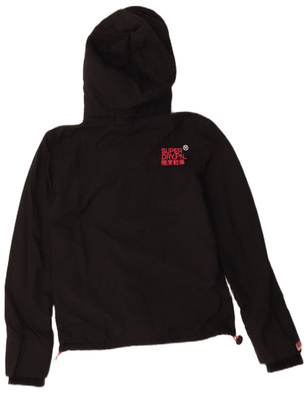 Superdry Womens Windcheater Hooded Windbreaker Jacket UK 6 XS Black