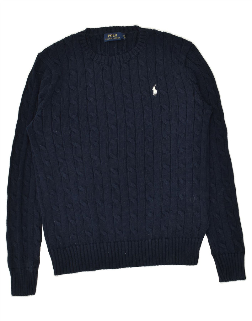 POLO RALPH LAUREN Womens Crew Neck Jumper Sweater UK 12 Medium Navy Blue | Vintage Polo Ralph Lauren | Thrift | Second-Hand Polo Ralph Lauren | Used Clothing | Messina Hembry 