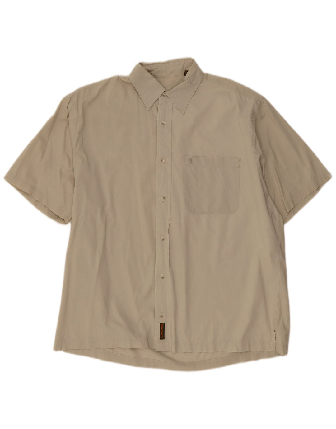 Timberland Mens Short Sleeve Loose Fit Shirt Medium Khaki Cotton