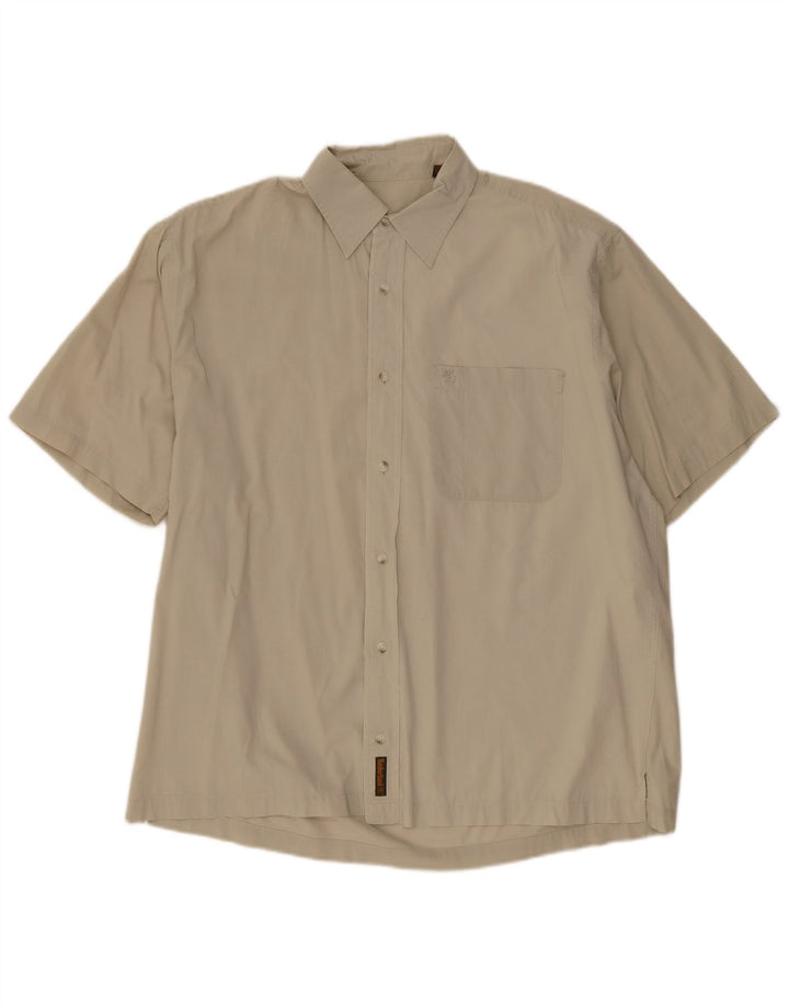 Timberland Mens Short Sleeve Loose Fit Shirt Medium Khaki Cotton
