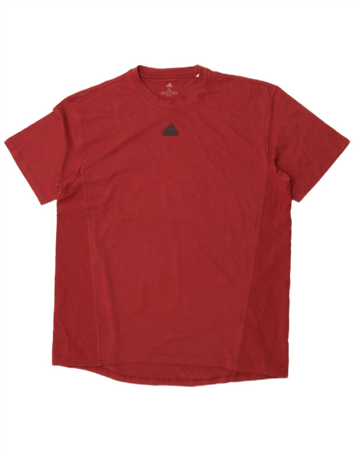 Adidas Mens T-Shirt Top XL Maroon Cotton