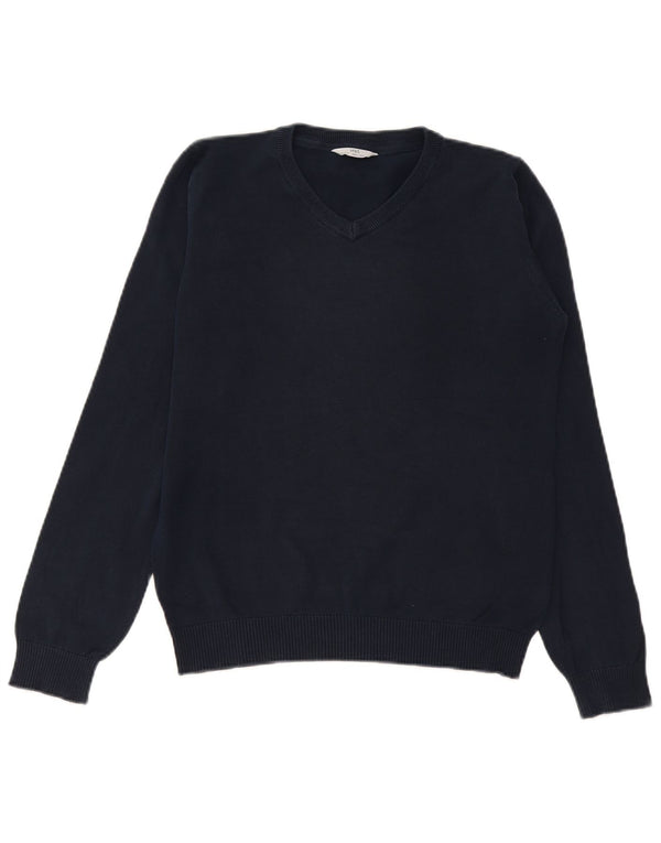 Marks & Spencer Boys V-Neck Jumper Sweater 14-15 Years Navy Blue Cotton