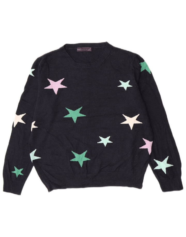 Marks & Spencer Womens Crew Neck Jumper Sweater UK 12 Medium Navy Blue