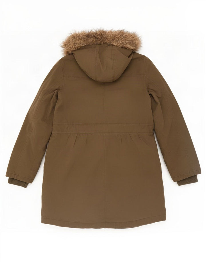 Oasis Womens Hooded Oversized Parka Jacket UK 6 XS Khaki Polyester