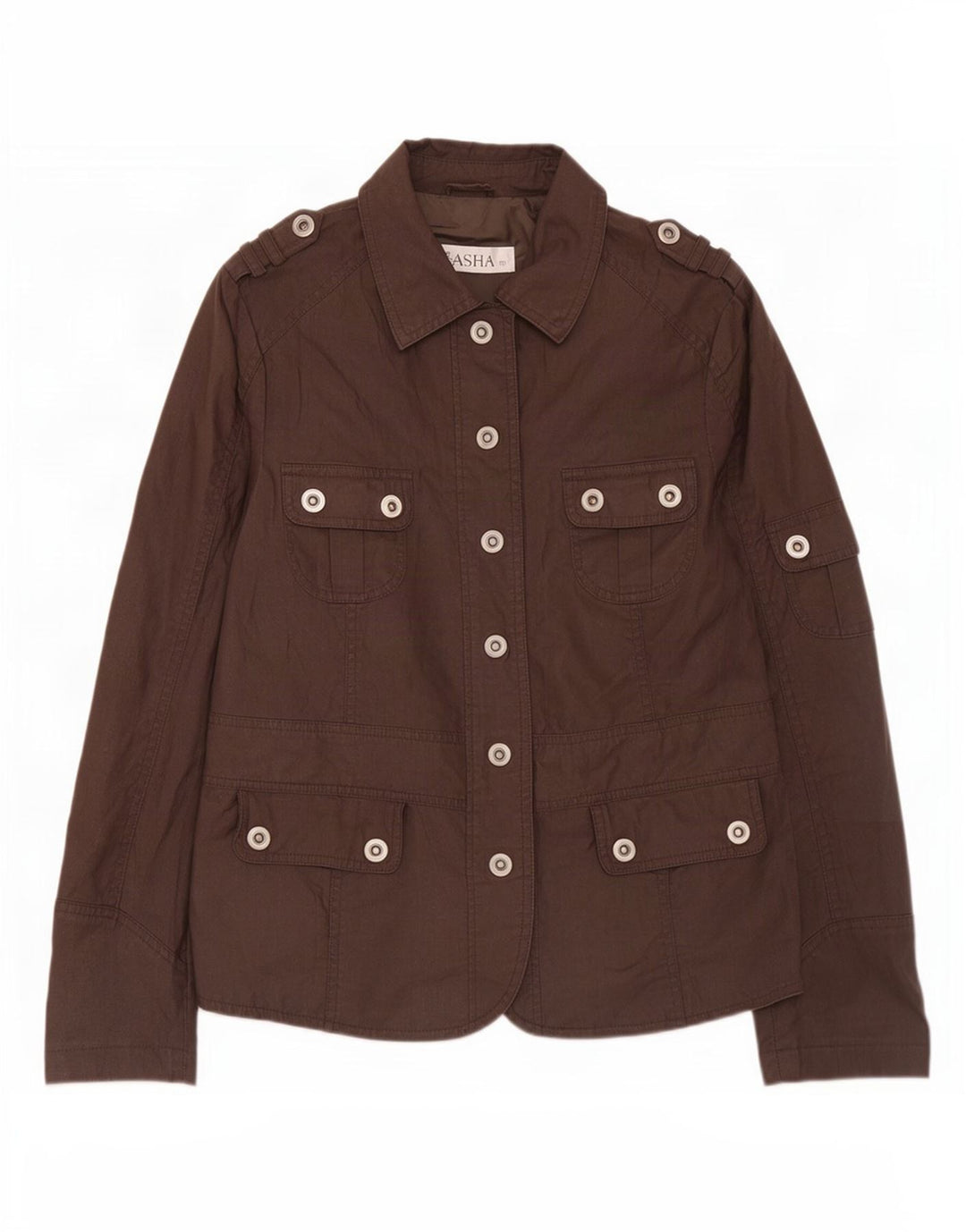 Sasha Womens Military Jacket UK 12 Medium Brown Cotton