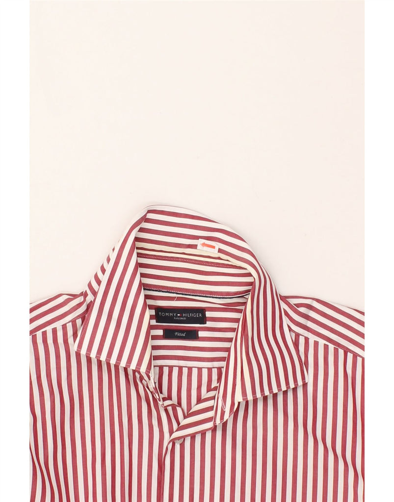 TOMMY HILFIGER Mens Fitted Shirt Size 42 16 1/2 Large Red Striped Cotton | Vintage Tommy Hilfiger | Thrift | Second-Hand Tommy Hilfiger | Used Clothing | Messina Hembry 