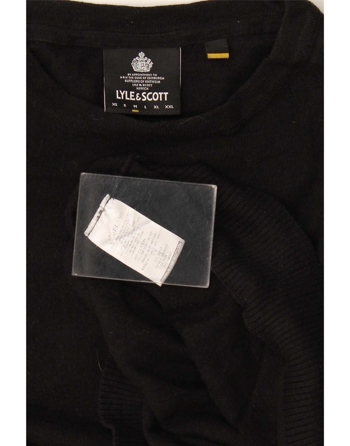 Lyle & Scott Mens Crew Neck Jumper Sweater Medium Black Cotton
