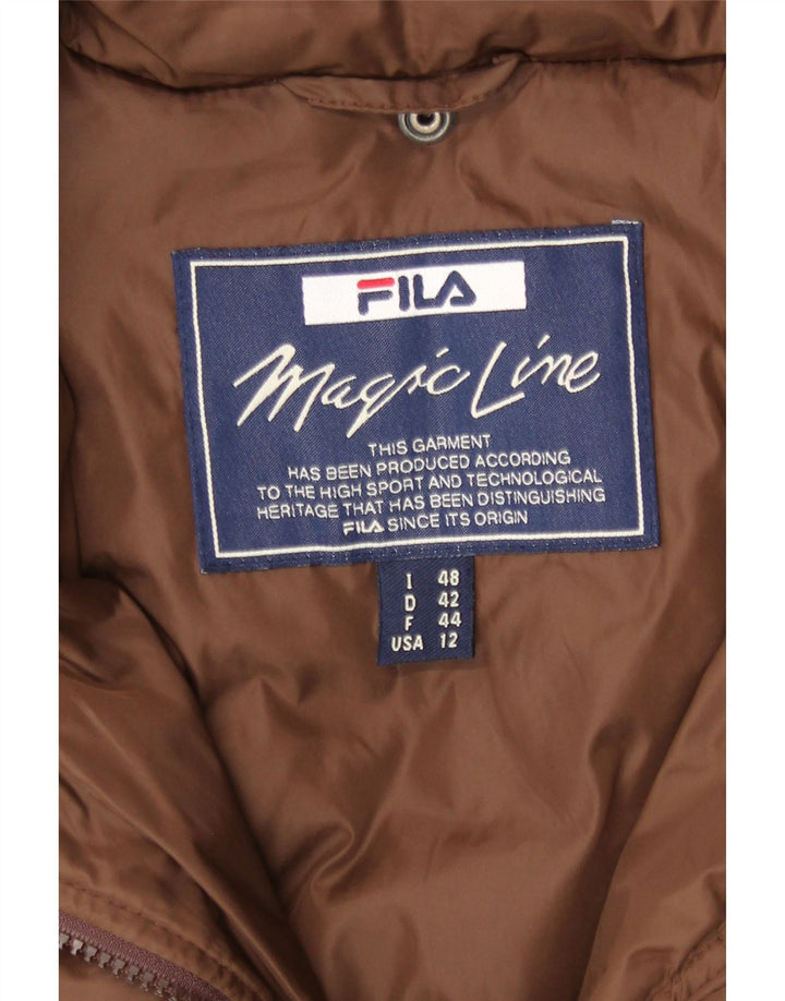 Fila Womens Hooded Quilted Overcoat IT 48 XL Brown Polyamide