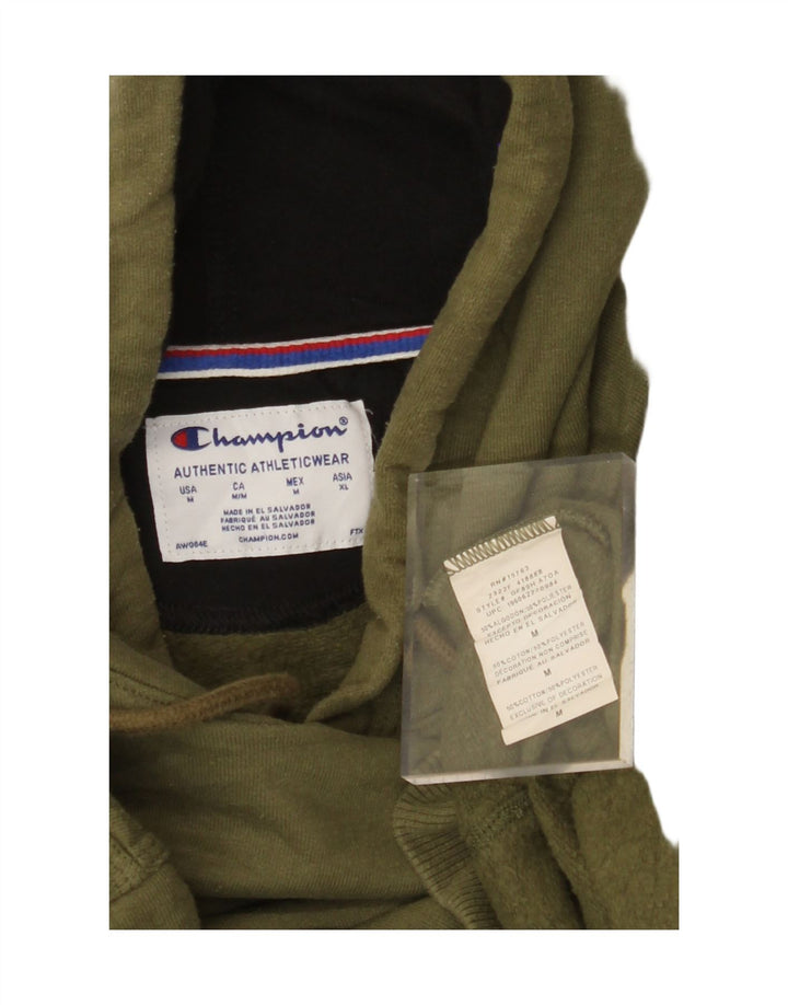 CHAMPION Mens Graphic Hoodie Jumper Medium Khaki Cotton Vintage Champion and Second-Hand Champion from Messina Hembry 
