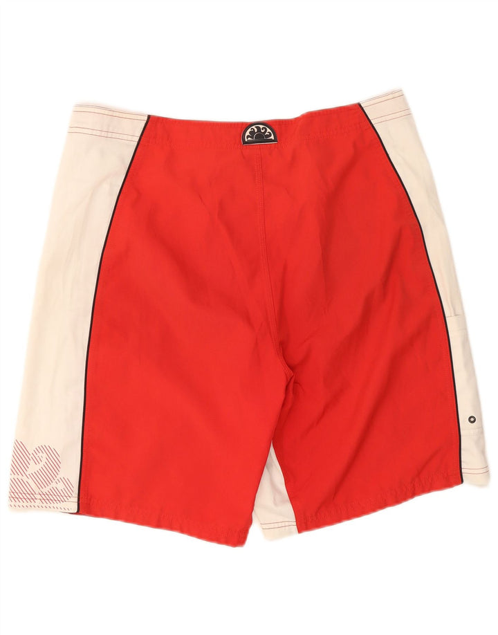 Sundek Mens Graphic Swimming Shorts Medium  Red Colourblock Polyester