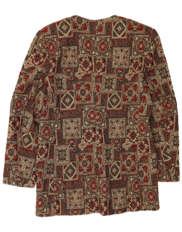 Vintage Womens 3 Button Blazer Jacket IT 46 Large Brown Patchwork Acetate