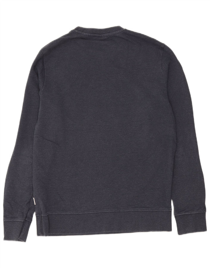 Jack & Jones Mens Graphic Sweatshirt Jumper Medium Navy Blue Cotton