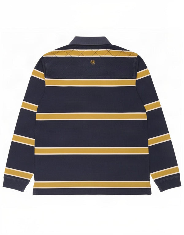 Fat Face Mens Long Sleeve Rugby Polo Shirt Large Navy Blue Striped Cotton