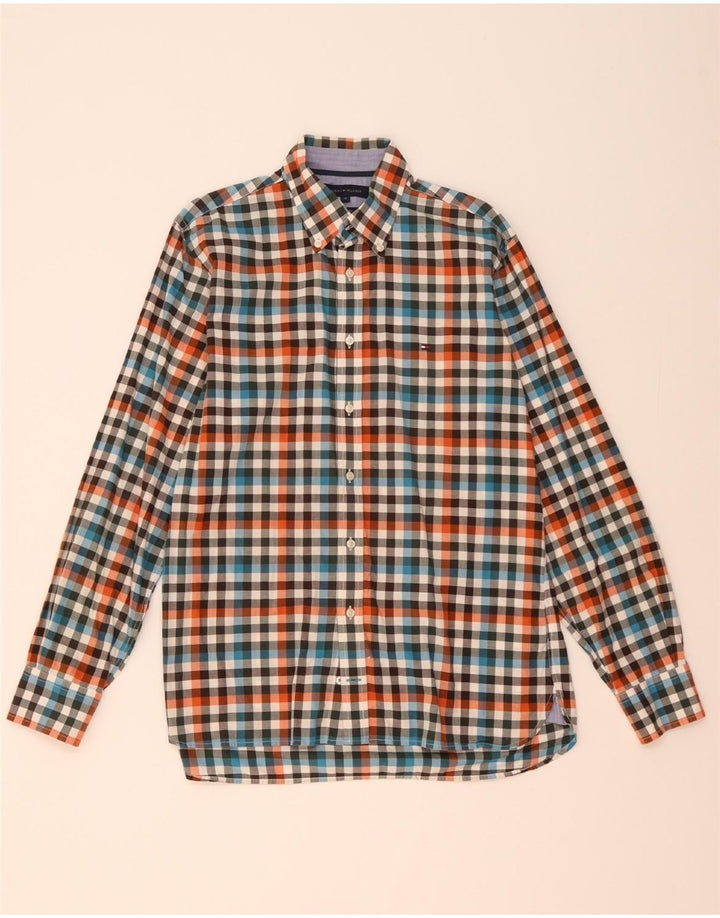 TOMMY HILFIGER Mens Custom Fit Shirt Medium Multicoloured Check Cotton