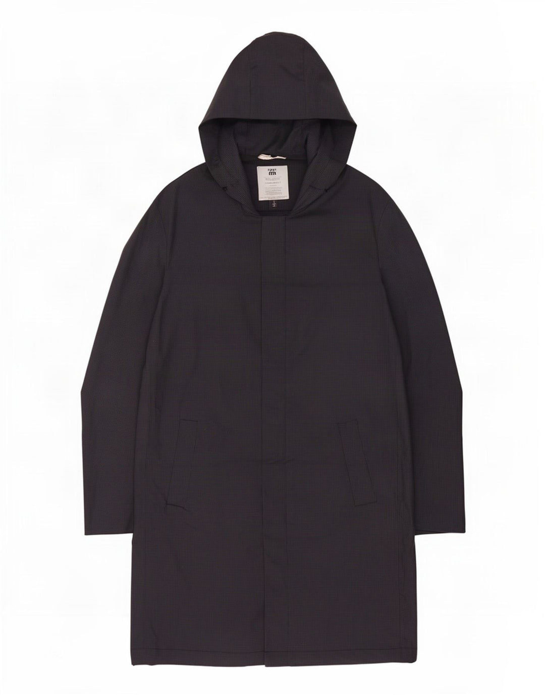 Zara Mens Hooded Overcoat UK 40 Large Black Houndstooth Polyester