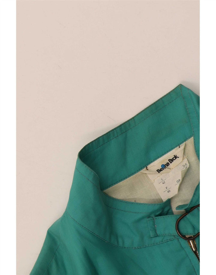 Vintage Womens Bomber Jacket UK 12 Medium Turquoise Colourblock Polyester