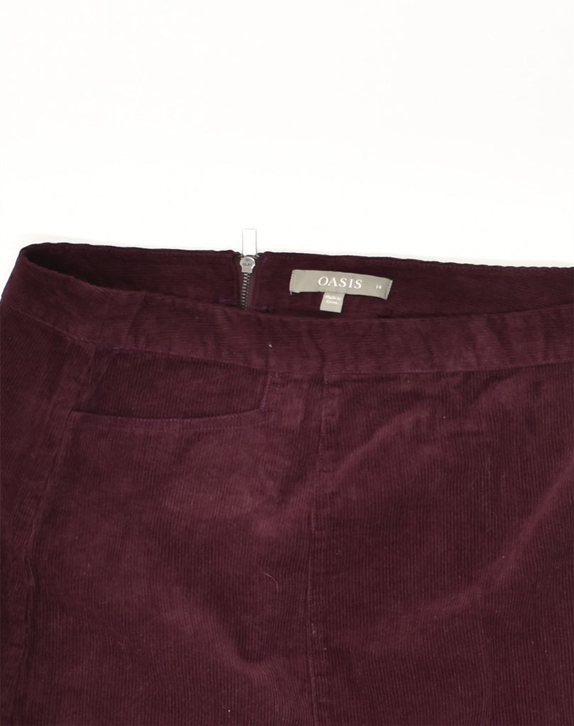 OASIS Womens Corduroy Skirt UK 14 Large W32 Purple Cotton | Vintage Oasis | Thrift | Second-Hand Oasis | Used Clothing | Messina Hembry 