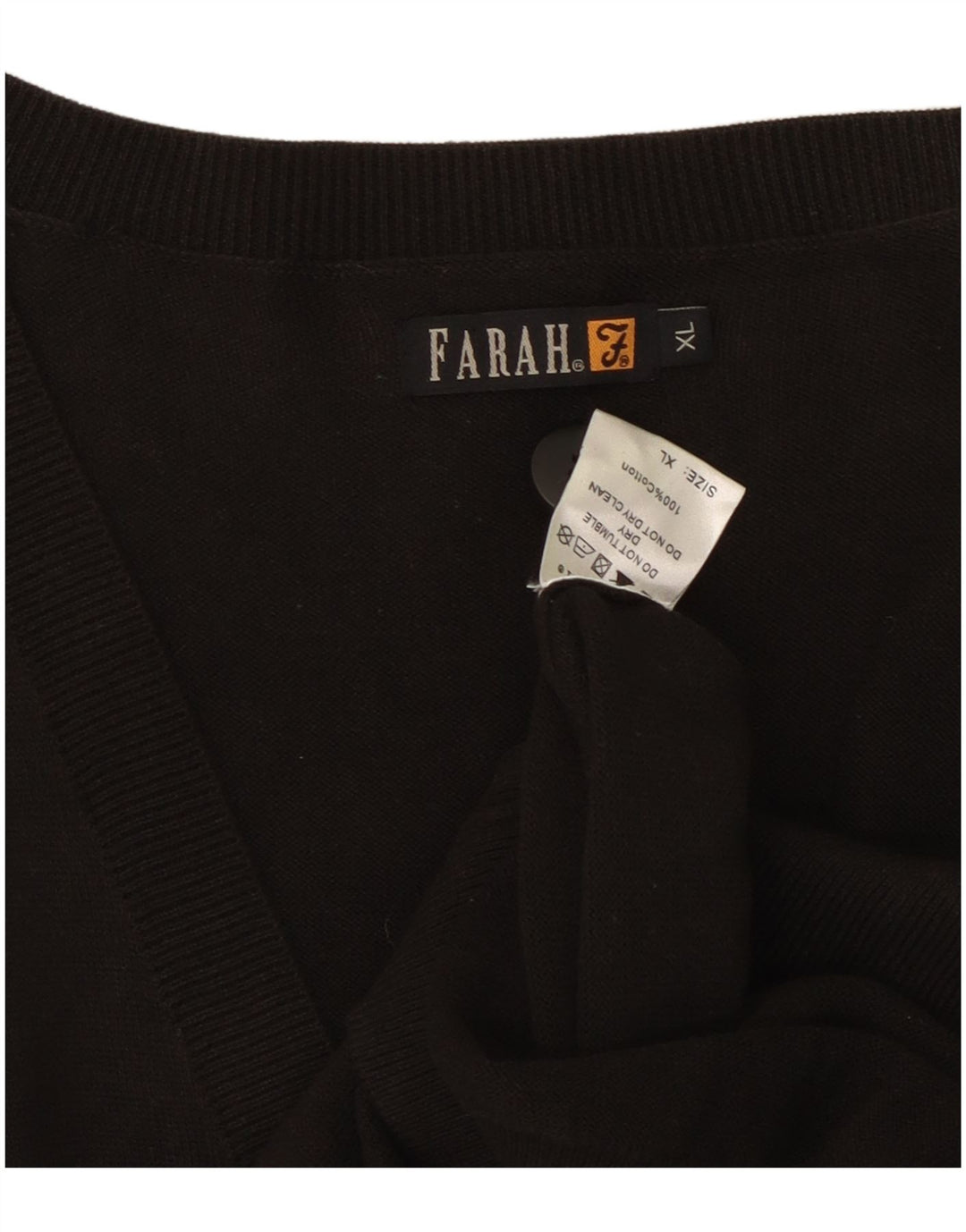 FARAH Mens Cardigan Sweater XL Black Cotton