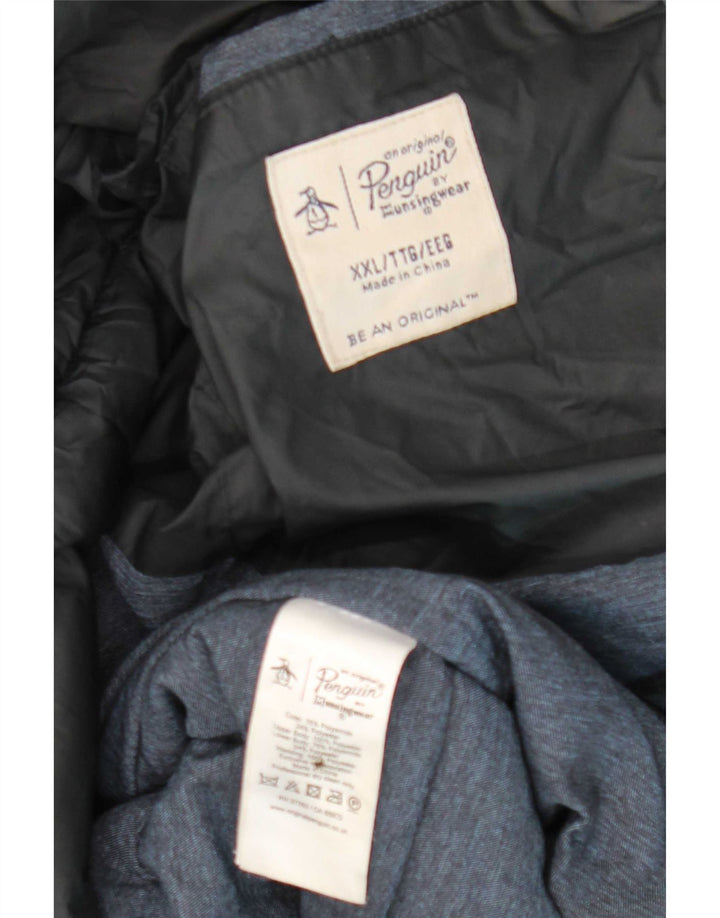 Penguin Mens Hooded Padded Jacket UK 44 2XL Navy Blue Polyamide