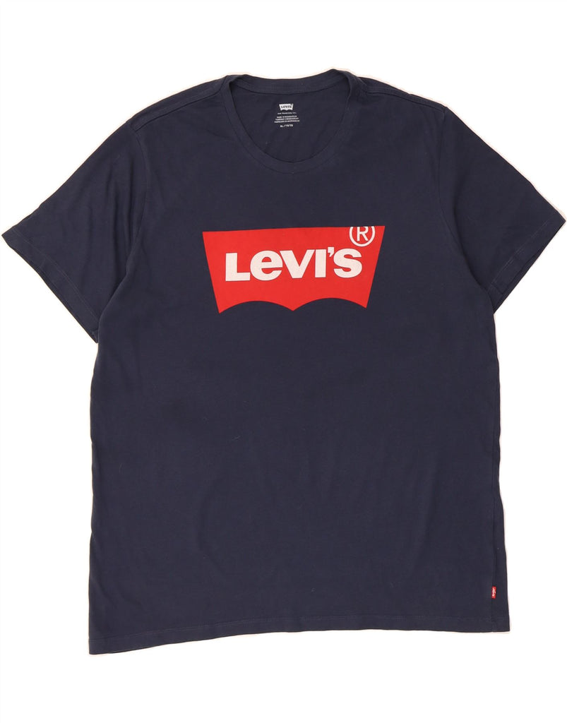 LEVI'S Mens Graphic T-Shirt Top XL Navy Blue Cotton Vintage Levi's and Second-Hand Levi's from Messina Hembry 