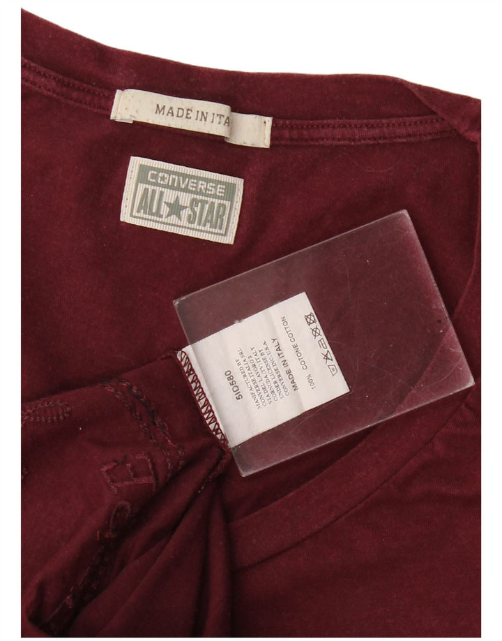 Converse Womens Graphic T-Shirt Top UK 14 Medium Burgundy Cotton