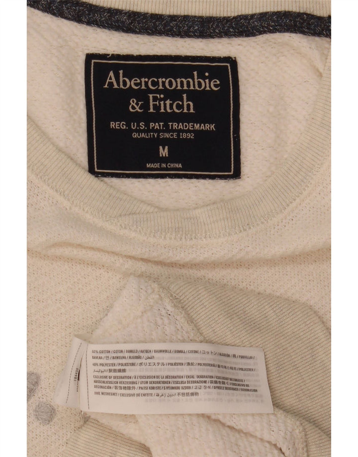 Abercrombie & Fitch Mens Graphic Sweatshirt Jumper Medium Off White Cotton