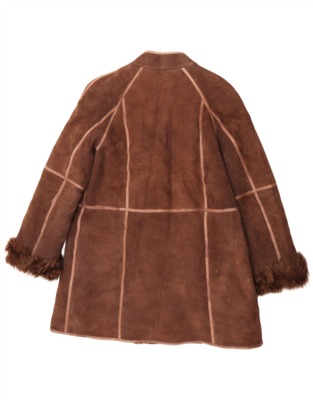 Vintage Womens Shearling Coat UK 14 Medium Brown