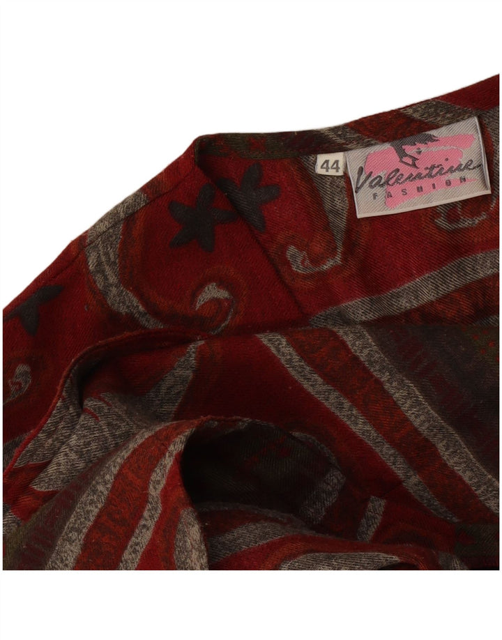 Vintage Womens Waistcoat IT 44 Medium Burgundy Paisley Polyester