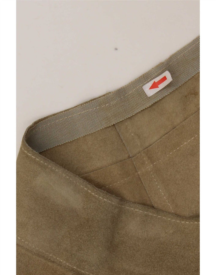 Vintage Womens Suede Mini Skirt W28 Medium Khaki Leather