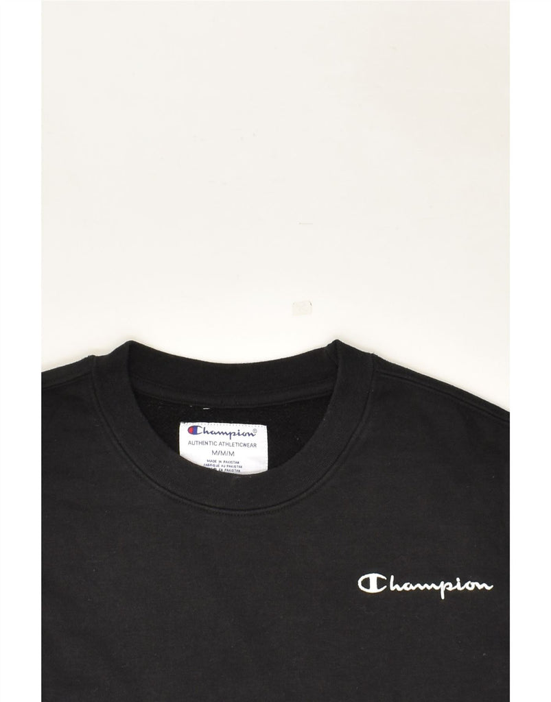 CHAMPION Mens Sweatshirt Jumper Medium Black Cotton | Vintage Champion | Thrift | Second-Hand Champion | Used Clothing | Messina Hembry 