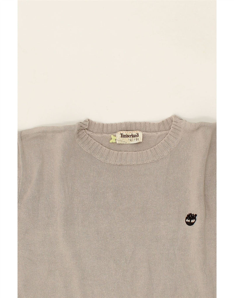 TIMBERLAND Girls Boat Neck Jumper Sweater 13-14 Years Grey Cotton Vintage Timberland and Second-Hand Timberland from Messina Hembry 