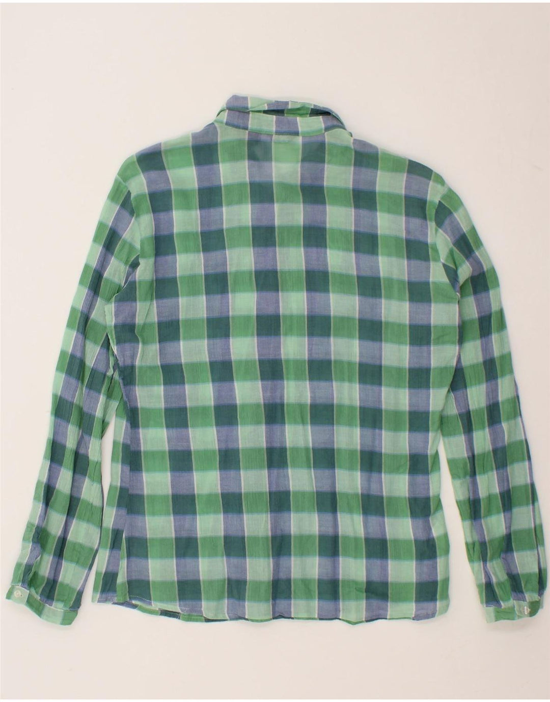 EDDIE BAUER Womens Shirt Blouse UK 14 Medium Green Gingham Cotton Vintage Eddie Bauer and Second-Hand Eddie Bauer from Messina Hembry 