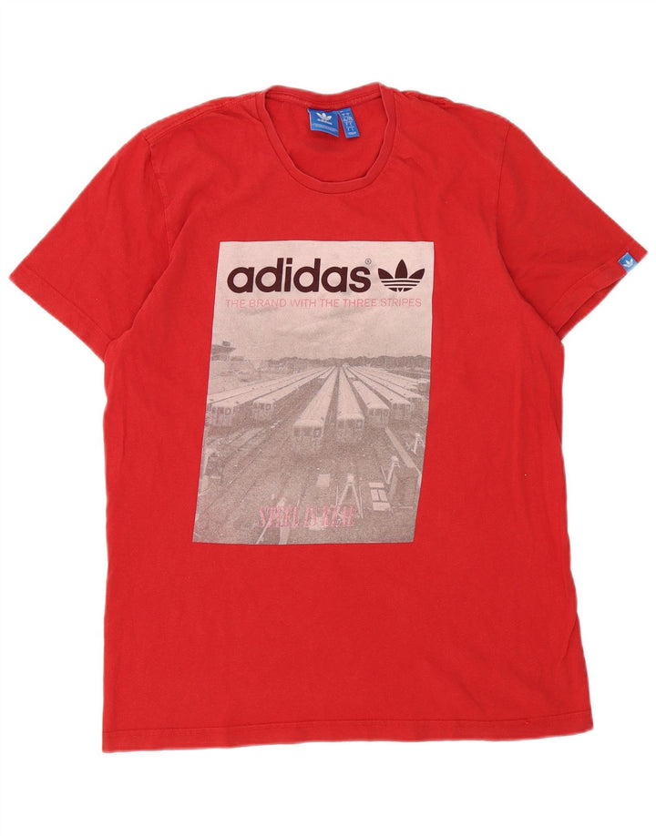 Adidas Mens Graphic T-Shirt Top Large Red Cotton