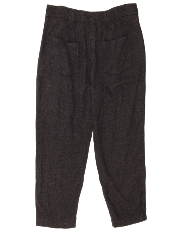 Zara Mens High Waist Pegged Cropped Trousers Large W30 L24 Grey Viscose