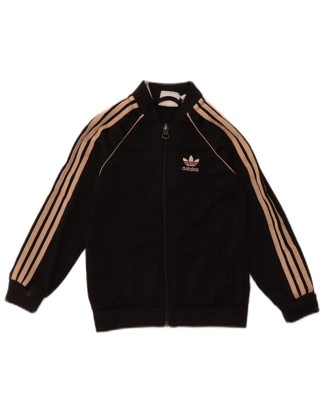 ADIDAS Boys Tracksuit Top Jacket 2-3 Years Black Polyester