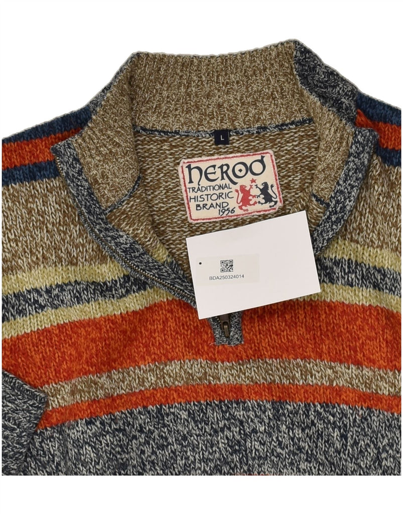 VINTAGE Mens Zip Neck Jumper Sweater Large Multicoloured Colourblock | Vintage Vintage | Thrift | Second-Hand Vintage | Used Clothing | Messina Hembry 