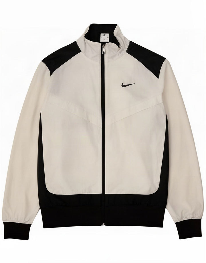 Nike Mens Tracksuit Top Jacket Small White Colourblock Polyester