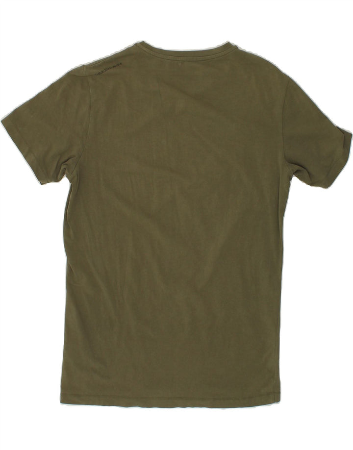 CALVIN KLEIN Mens Graphic T-Shirt Top Medium Green Cotton Vintage Calvin Klein and Second-Hand Calvin Klein from Messina Hembry 