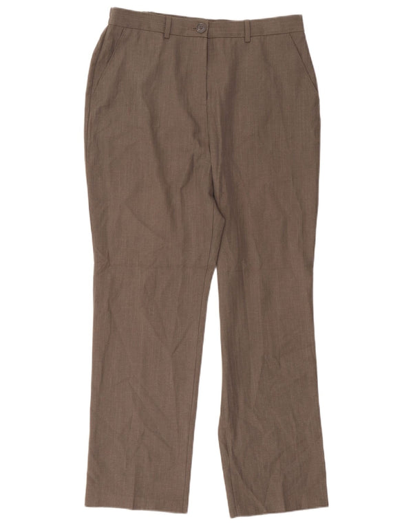 Marks & Spencer Womens Straight Casual Trousers UK 14 Large W34 L30 Khaki