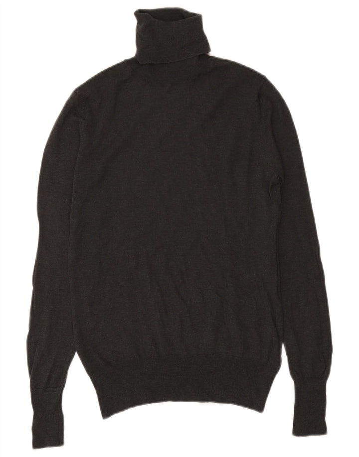 Massimo Dutti Womens Roll Neck Jumper Sweater UK 12 Medium Grey Wool